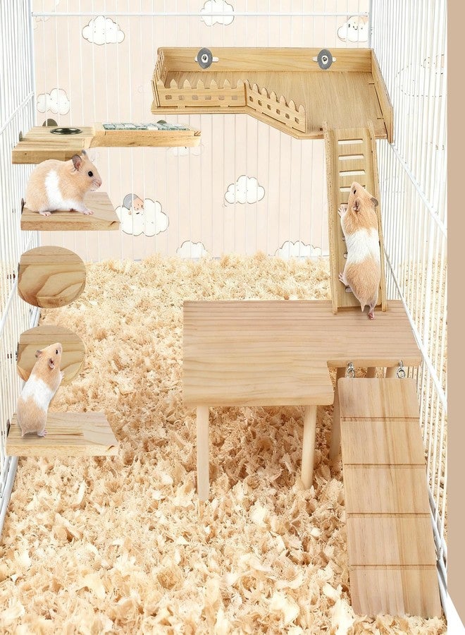 Dmnnlp Wooden Hamster Cage Platform, Chinchilla Ledges, Activity Playground Habitat Decor, Hamster Cage Accessories for Dwarf Syrian Guinea Pigs Gerbil Rat Mice or Small Pets - Image 4